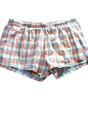 Men's Plaid Swim Trunks - Coral & Blue(Different Color Same Length)